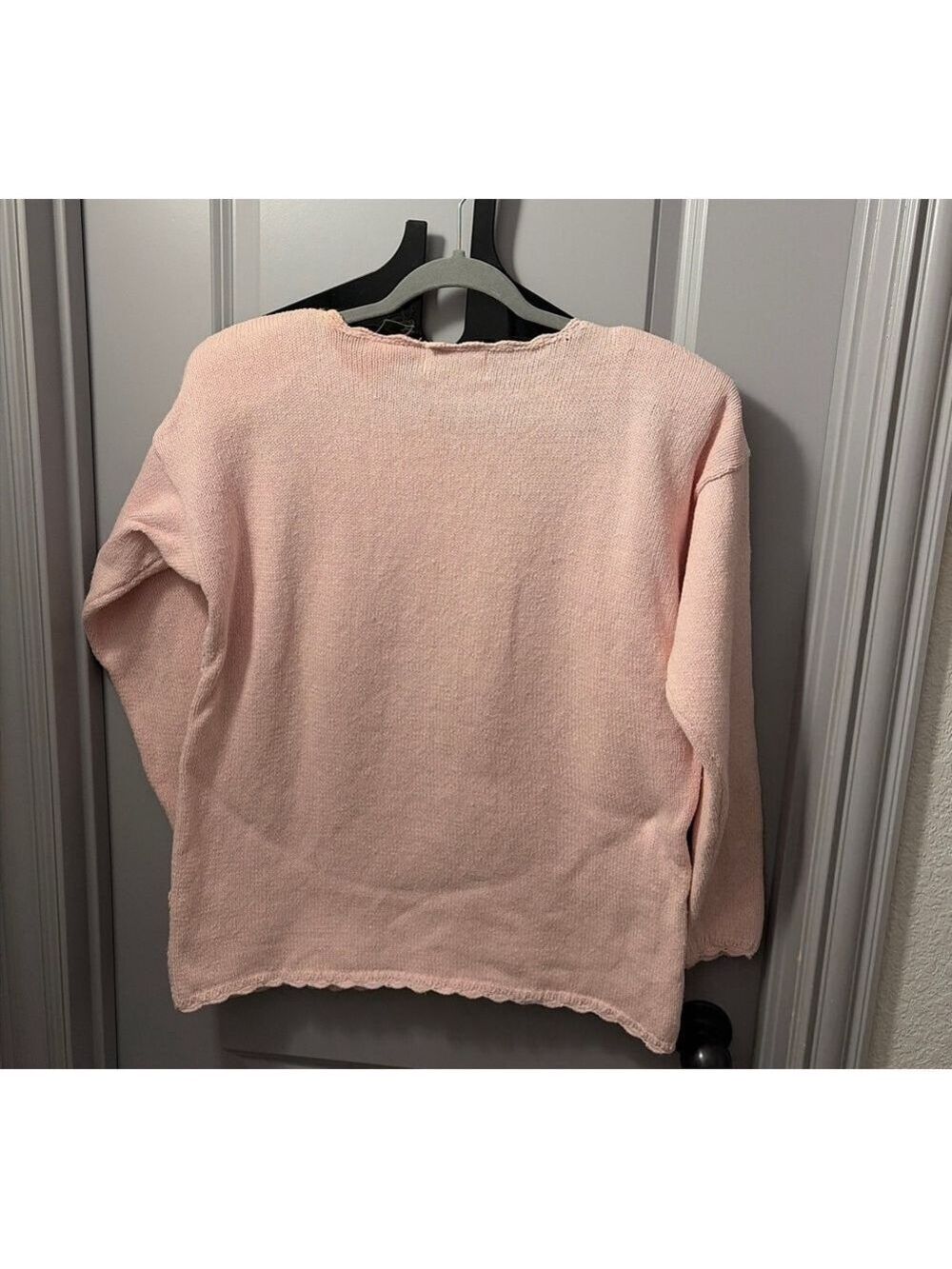Women's Dana Scott Pink Crochet Crew Neck Sweater M - Picture 3 of 3